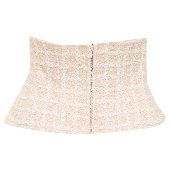 Chanel checker tweed silk lined boned corset belt - Picture 5 of 6